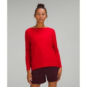 Lululemon Back In Action Long Sleeve Shirt size 6 Chest 50" Red Run Gym $58